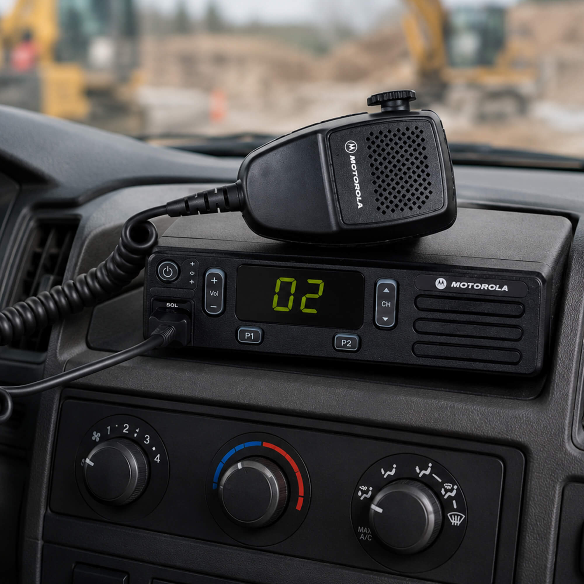 Motorola Solutions MOTOTRBO CM200d mobile two-way radio with analog and digital communication, push-to-talk functionality, rugged design, and reliable team connectivity for transportation, fleet management, construction, and business operations