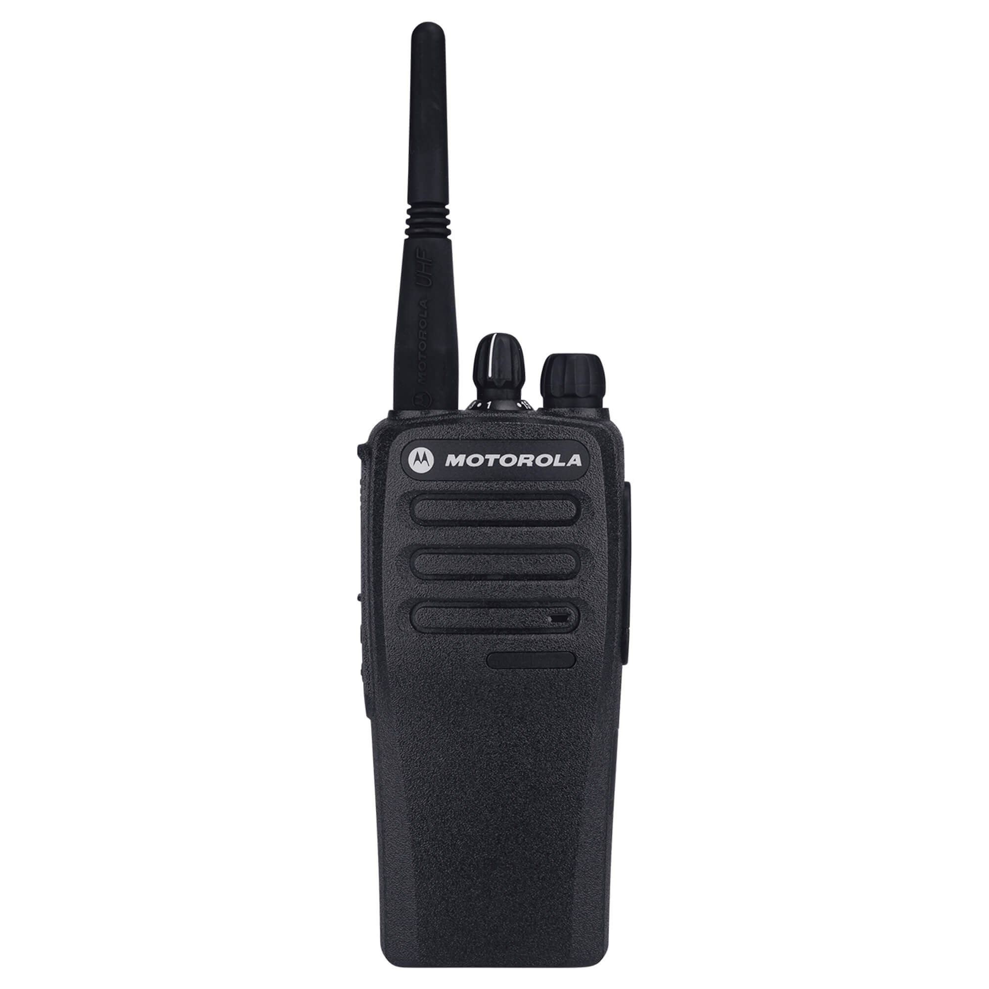 Motorola Solutions CP200d MOTOTRBO portable digital two-way radio with push-to-talk functionality, rugged design, and reliable team communication for security, construction, manufacturing, hospitality, and business operations