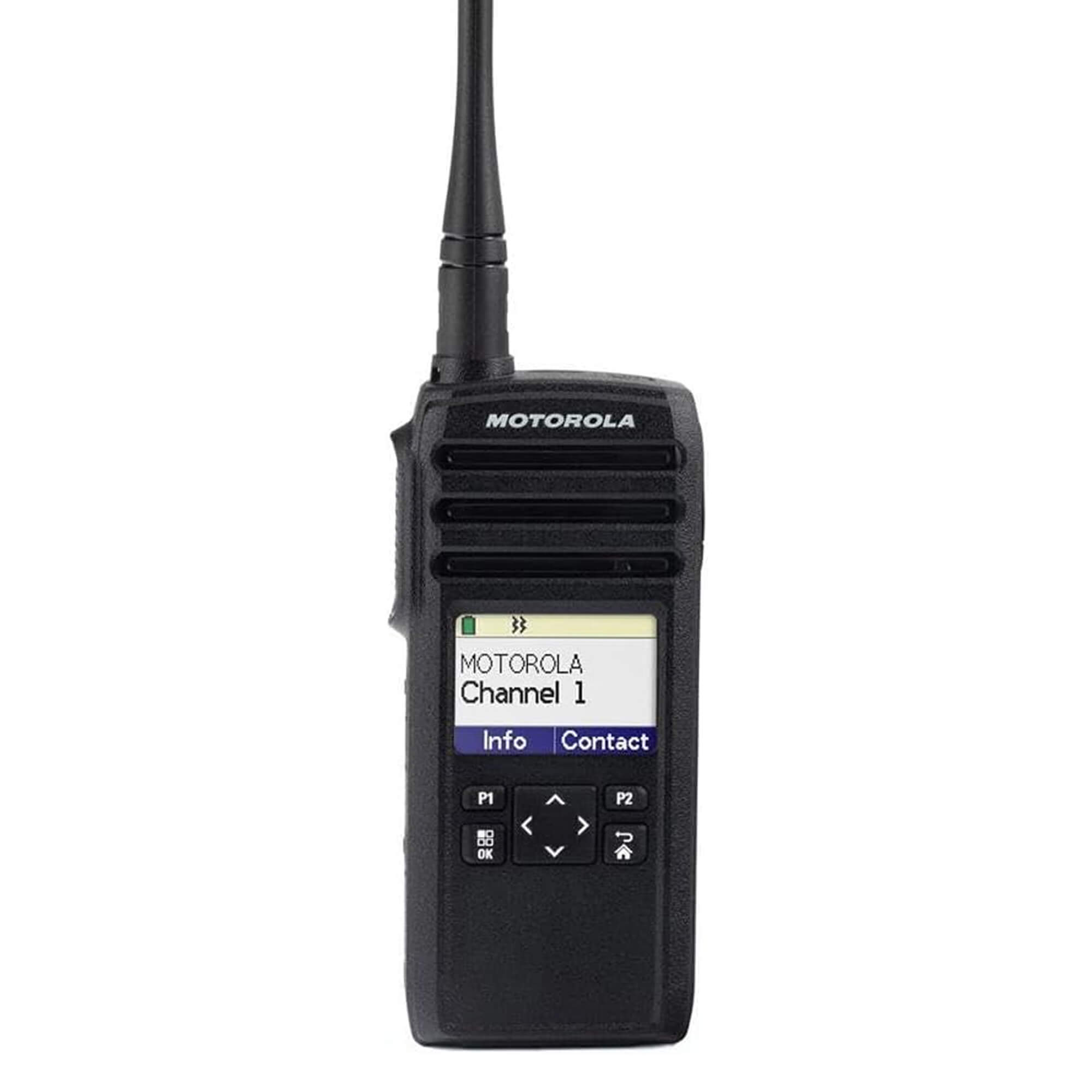 Motorola Solutions DTR700 portable digital two-way radio with license-free 900 MHz communication, push-to-talk functionality, rugged design, and reliable team connectivity for retail, hospitality, manufacturing, and business operations