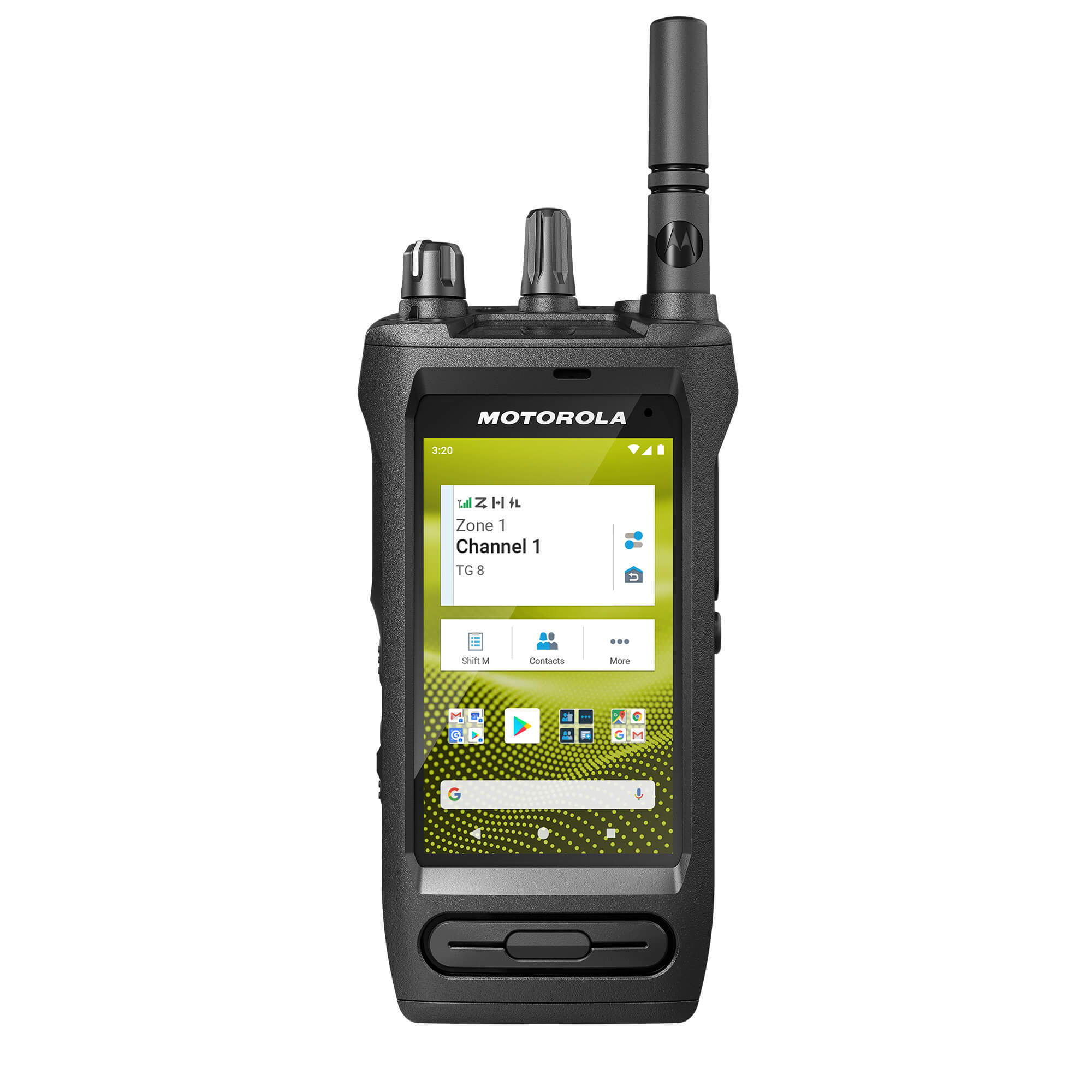 Motorola Solutions MOTOTRBO Ion smart radio with Android touchscreen, digital two-way radio communication, Wi-Fi and LTE connectivity, rugged design, and integrated business applications for reliable team communication