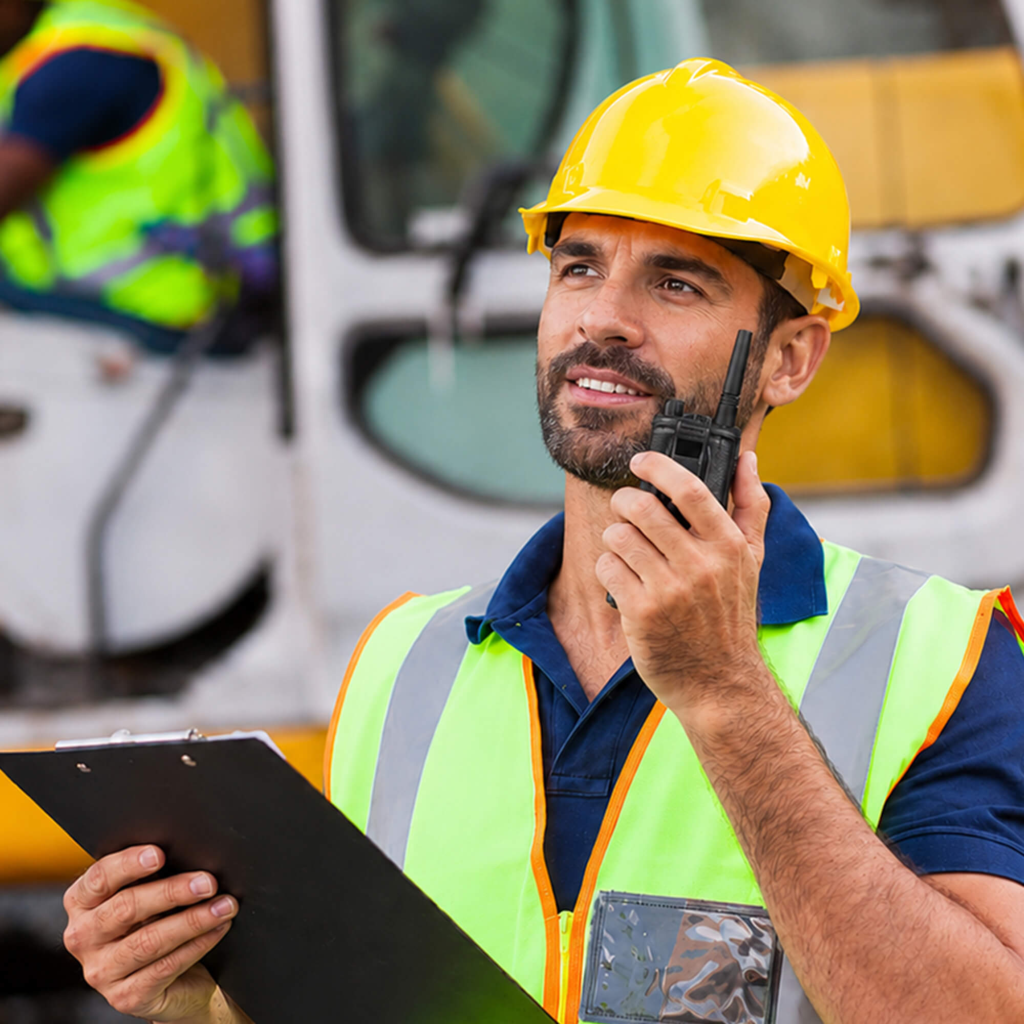 Motorola Solutions RMM2050 RM Series portable MURS two-way radio with five-channel communication, push-to-talk functionality, rugged design, and reliable license-free team connectivity for construction, manufacturing, retail, warehouses, and business operations