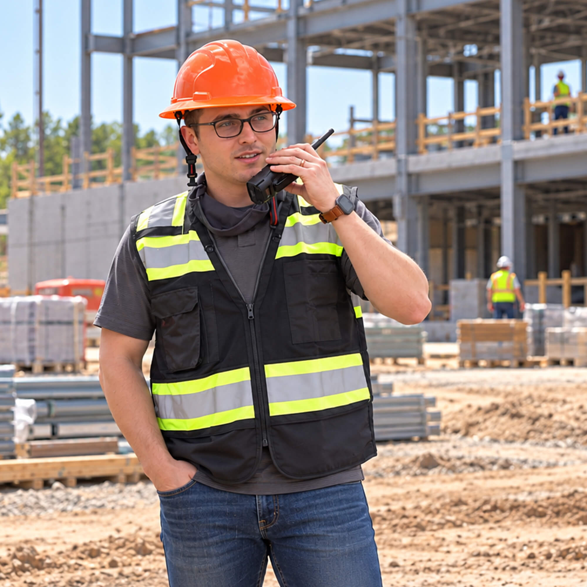 Motorola Solutions RMV2080 RM Series portable VHF two-way radio with eight-channel communication, push-to-talk functionality, rugged design, and reliable team connectivity for construction, manufacturing, security, warehouses, and business operations