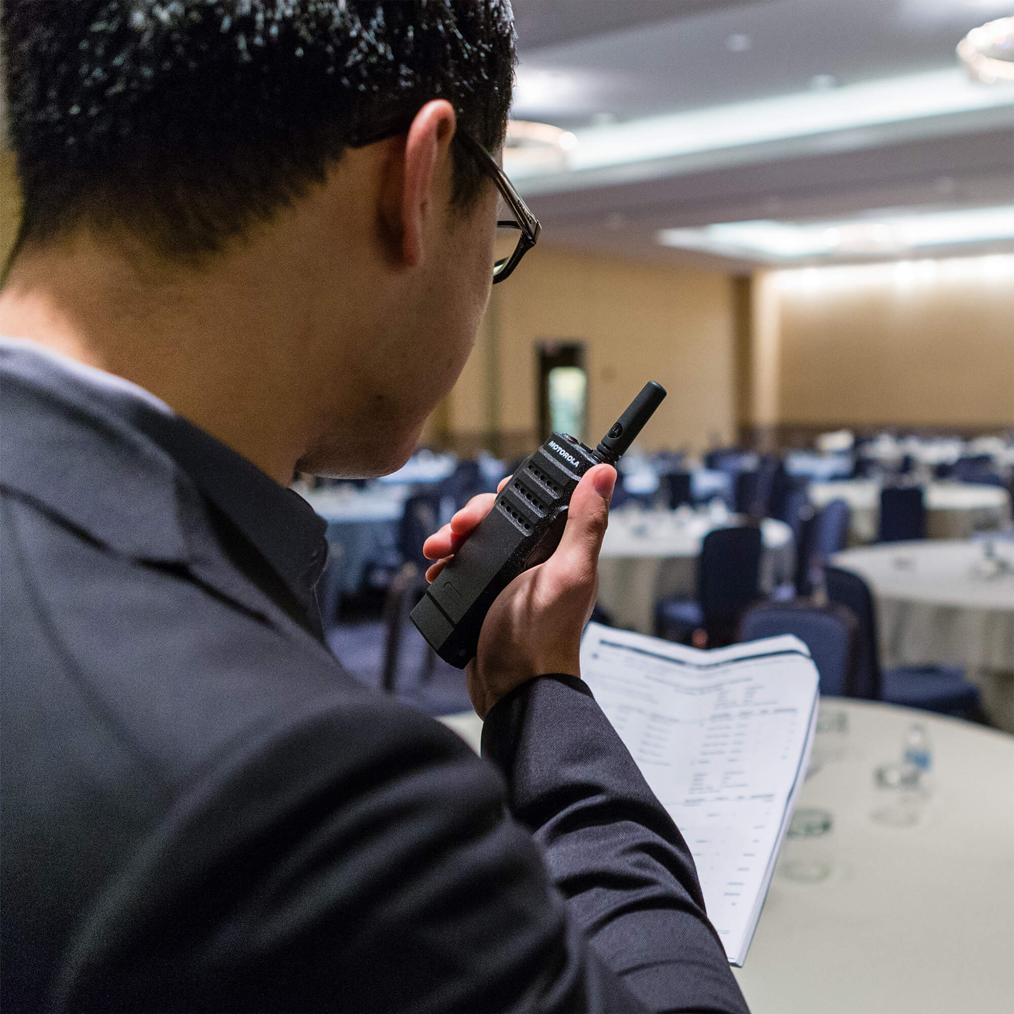 Motorola Solutions MOTOTRBO SL300 slim portable digital two-way radio with push-to-talk functionality, lightweight design, and reliable team communication for retail, hospitality, security, education, and business operations