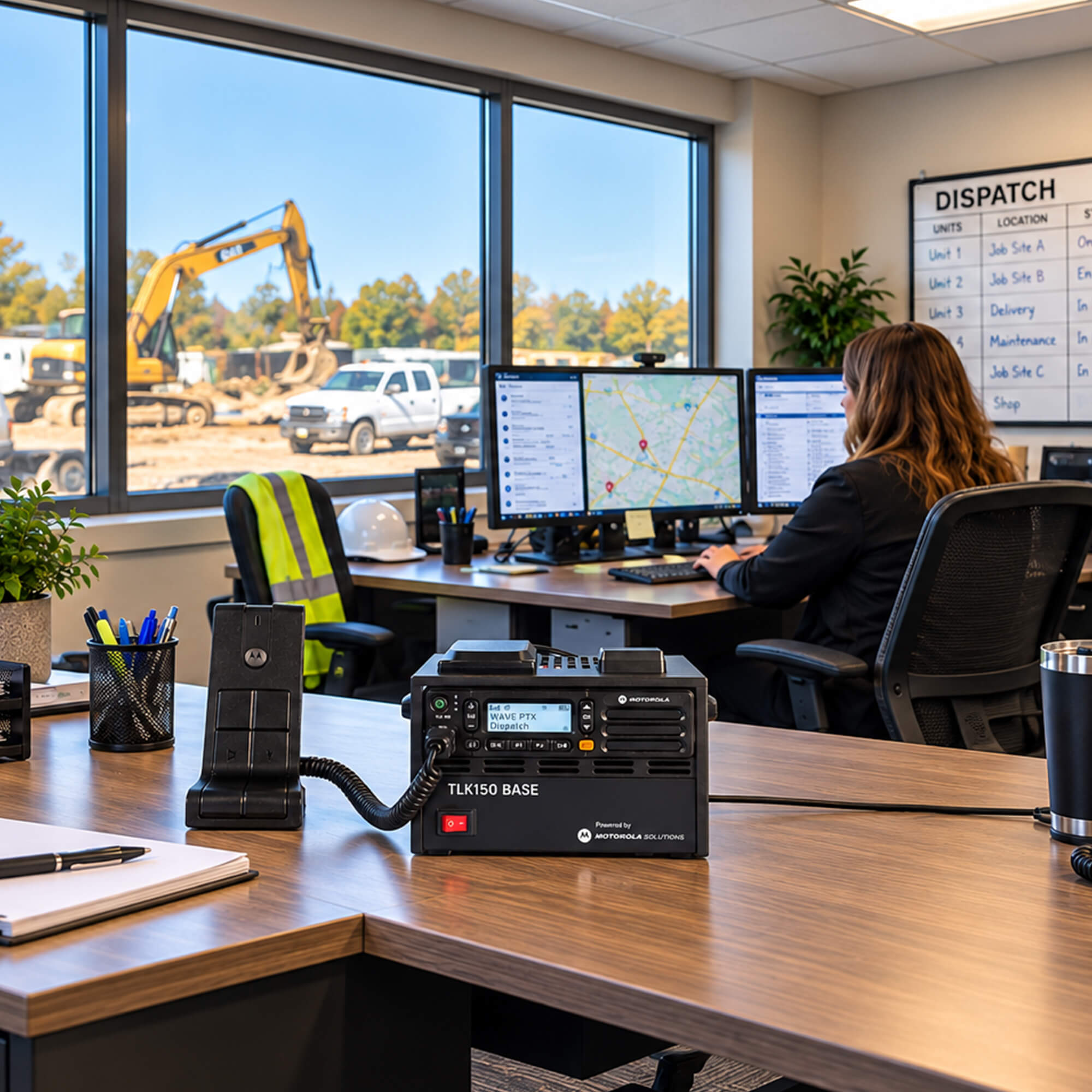 Motorola Solutions TLK 150 WAVE PTX base station with nationwide LTE connectivity, push-to-talk functionality, and reliable two-way communication for dispatch centers, fleet management, transportation, security, and business operations