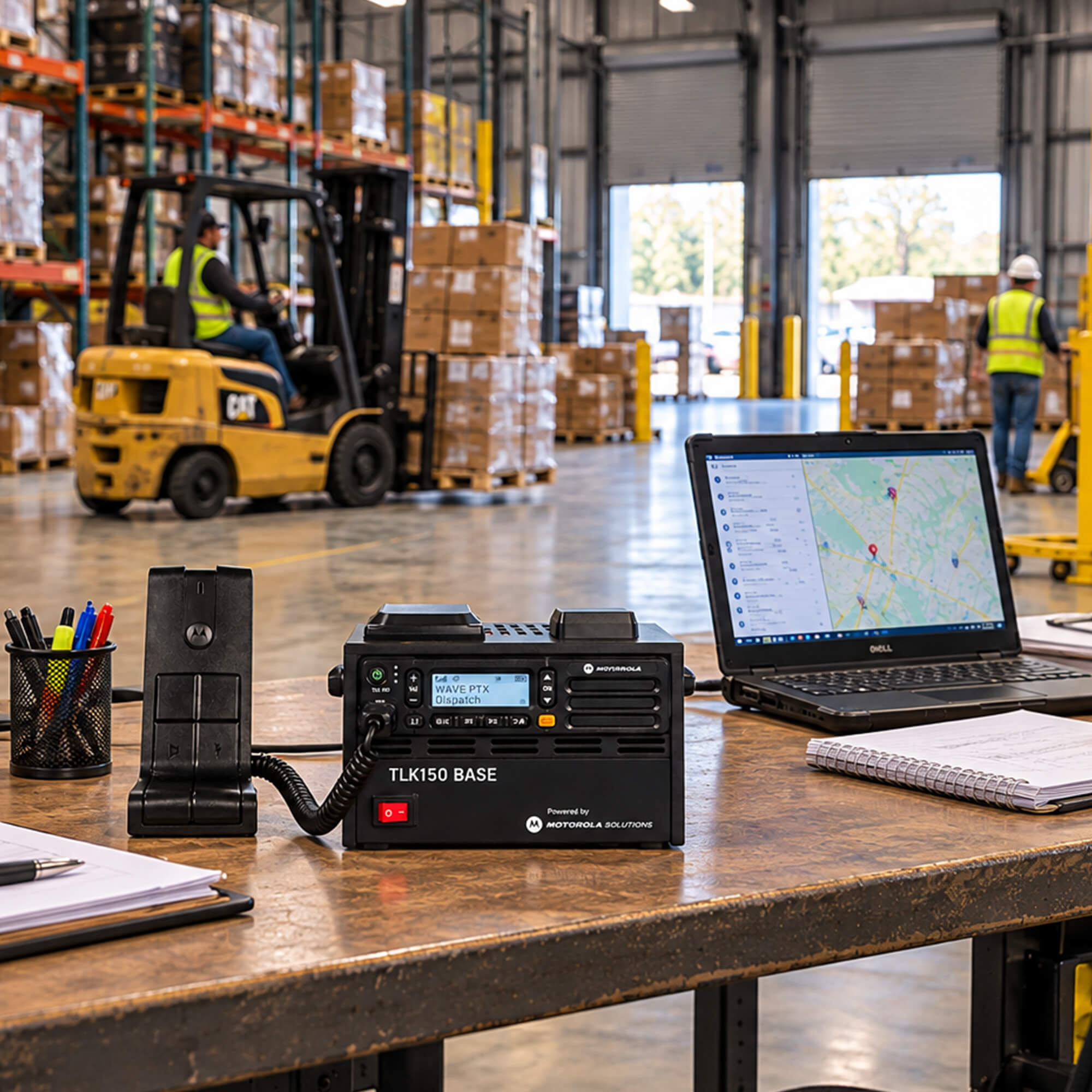 Motorola Solutions TLK 150 WAVE PTX base station with nationwide LTE connectivity, push-to-talk functionality, and reliable two-way communication for dispatch centers, fleet management, transportation, security, and business operations